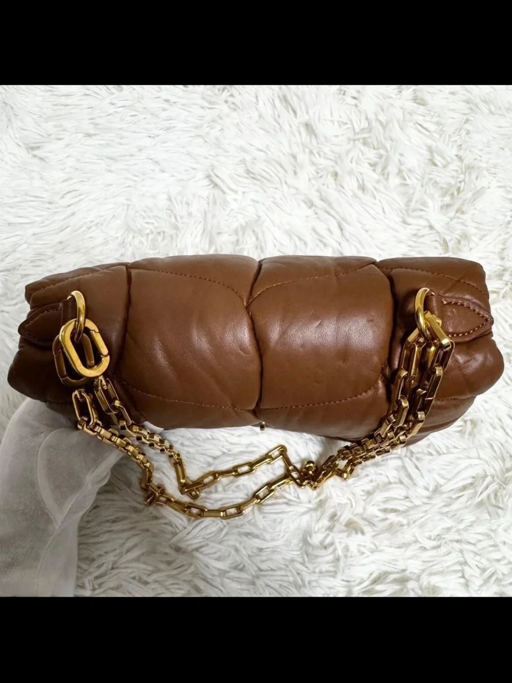 Mulberry Brown Quilted Leather Shoulder Bag with Gold Hardware